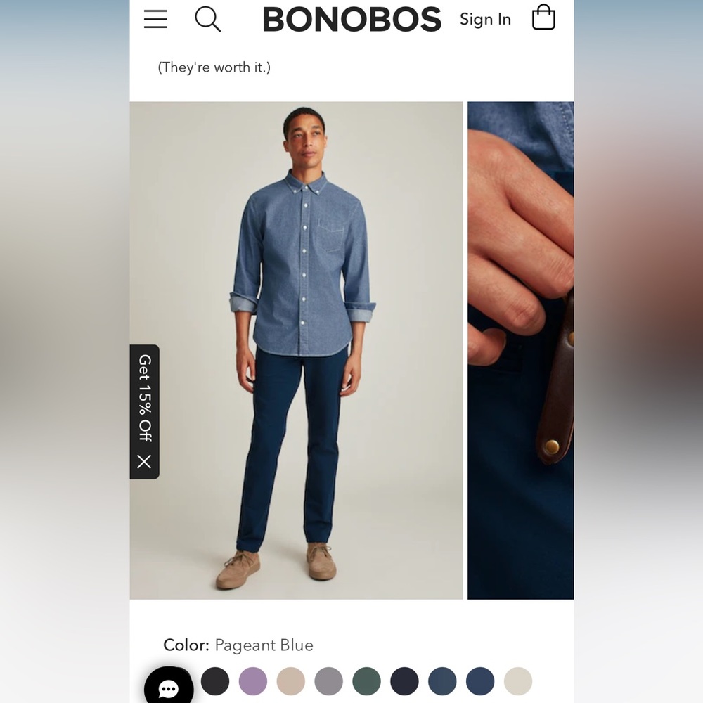 Bonobos 34/34 athletic chinos in navy